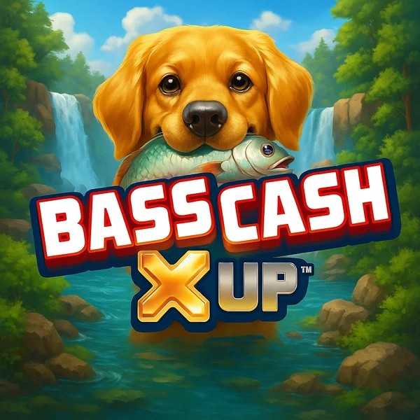 Bass Cash X UP slot logo by Alchemy Gaming at 50 Cent Casino